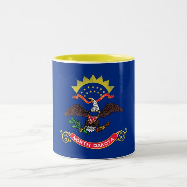 Staatsflagge Nord-Dakota Zweifarbige Tasse (Mittel)