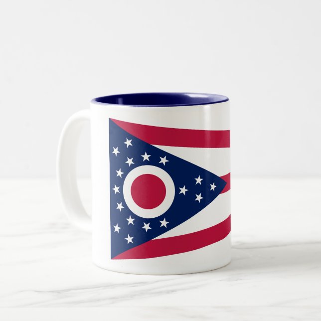 Staatsflagge Ohio Zweifarbige Tasse (Vorderseite Links)