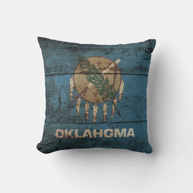 Staatsflagge Oklahoma: Altes Holzkörnchen Kissen (Vorderseite)