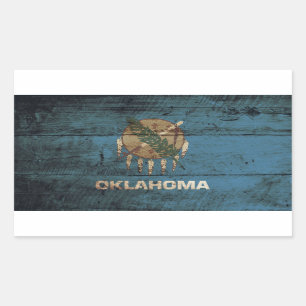 Staatsflagge Oklahoma: Altes Holzkörnchen Rechteckiger Aufkleber
