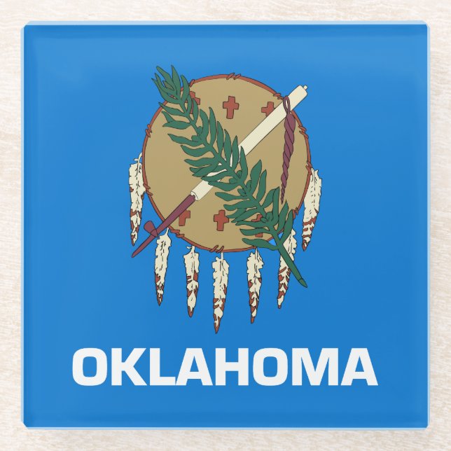 Staatsflagge Oklahoma Glasuntersetzer (Vorderseite)