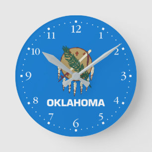 Staatsflagge Patriotic Oklahoma Runde Wanduhr