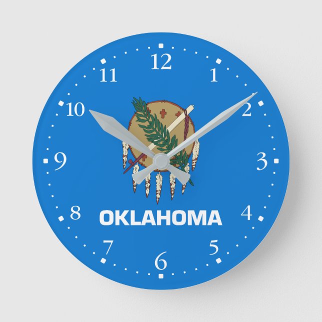 Staatsflagge Patriotic Oklahoma Runde Wanduhr (Vorderseite)