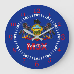 Staatsflagge Pennsylvania auf Große Wanduhr