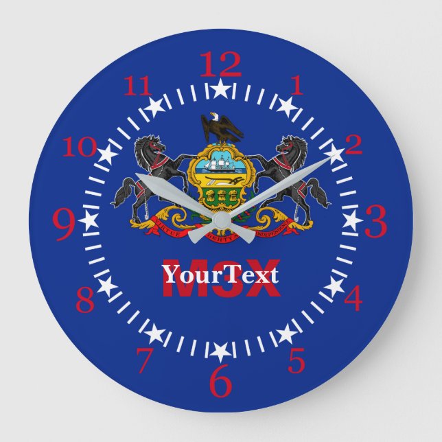 Staatsflagge Pennsylvania auf Große Wanduhr (Vorderseite)