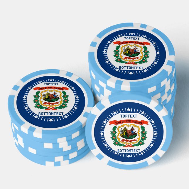 Staatsflagge personalisiert West Virginia Pokerchips (Stapel)