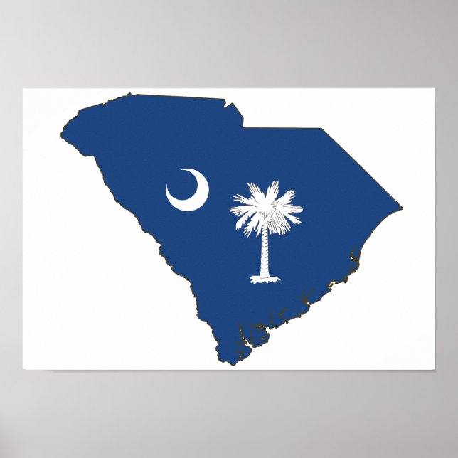 Staatsflagge South Carolina und Karte Poster (Vorne)