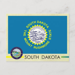 Staatsflagge Süddakota und Siegel Postkarte