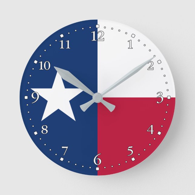 Staatsflagge Texas Runde Wanduhr (Vorderseite)