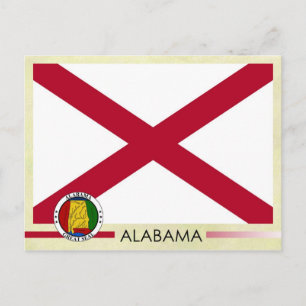 Staatsflagge und Siegel Alabama Postkarte