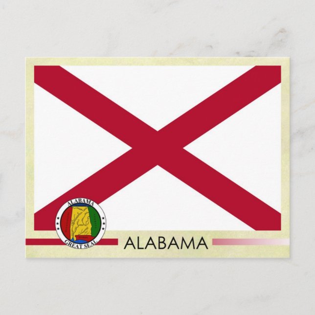 Staatsflagge und Siegel Alabama Postkarte (Vorderseite)