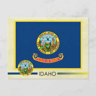 Staatsflagge und Siegel von Idaho Postkarte