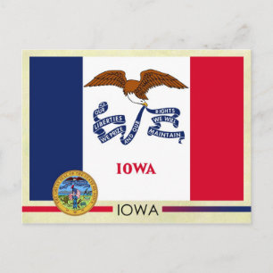 Staatsflagge und Siegel von Iowa Postkarte