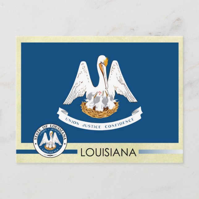 Staatsflagge und Siegel von Louisiana Postkarte (Vorderseite)