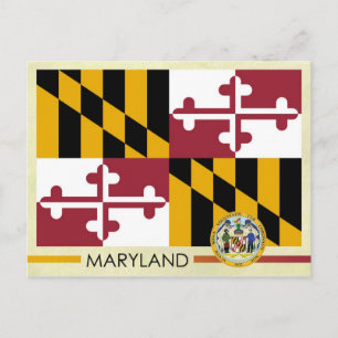 Staatsflagge und Siegel von Maryland Postkarte