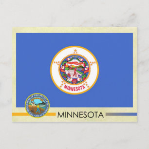 Staatsflagge und Siegel von Minnesota Postkarte