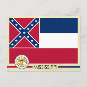 Staatsflagge und Siegel von Mississippi Postkarte