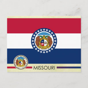 Staatsflagge und Siegel von Missouri Postkarte