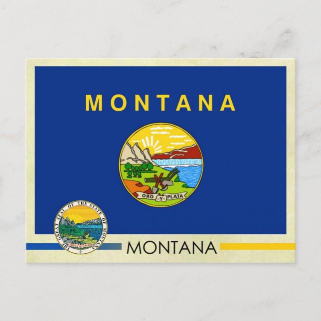 Staatsflagge und Siegel von Montana Postkarte (Vorderseite)