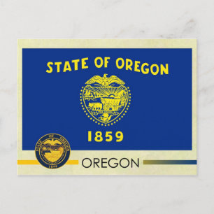 Staatsflagge und Siegel von Oregon Postkarte