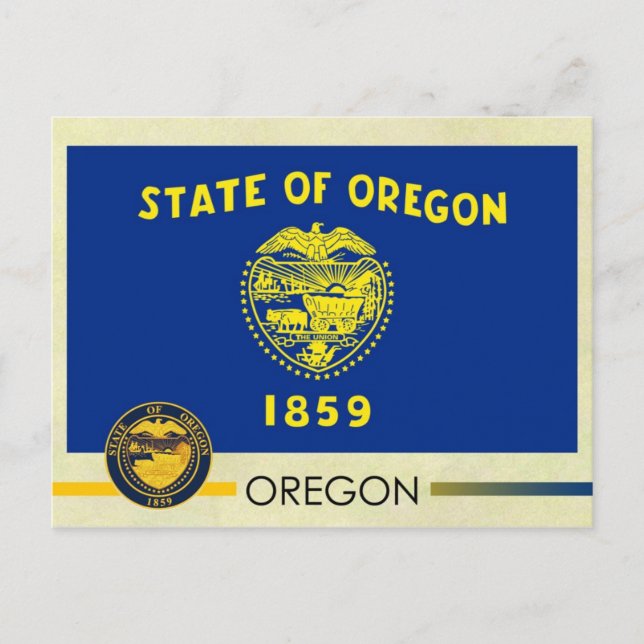 Staatsflagge und Siegel von Oregon Postkarte (Vorderseite)