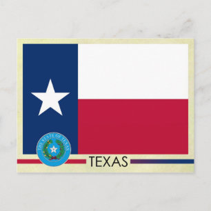Staatsflagge und Siegel von Texas Postkarte