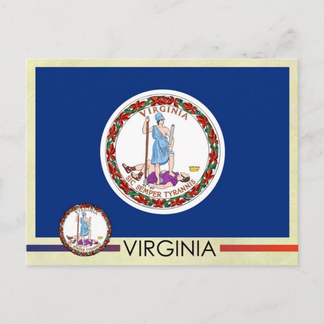 Staatsflagge und Siegel von Virginia Postkarte (Vorderseite)