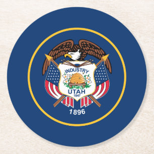 Staatsflagge Utah Runder Pappuntersetzer