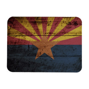 Staatsflagge von Arizona auf Altholzkorn Magnet