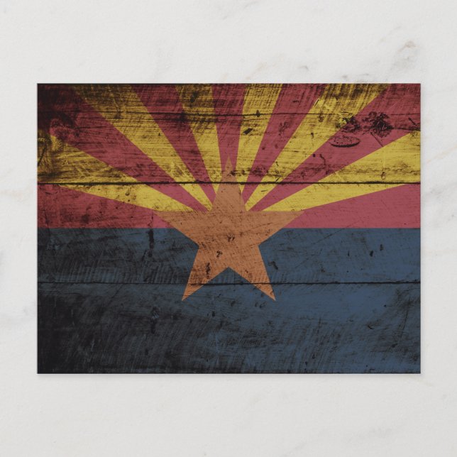 Staatsflagge von Arizona auf Altholzkorn Postkarte (Vorderseite)