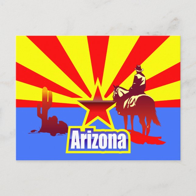 Staatsflagge von Arizona Vintag Zeichnend Postkarte (Vorderseite)