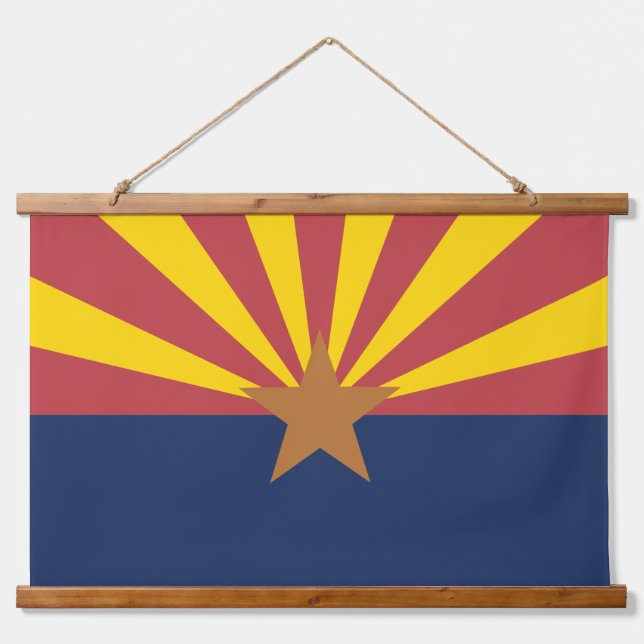 Staatsflagge von Arizona Wandteppich Mit Holzrahmen (Vorne)