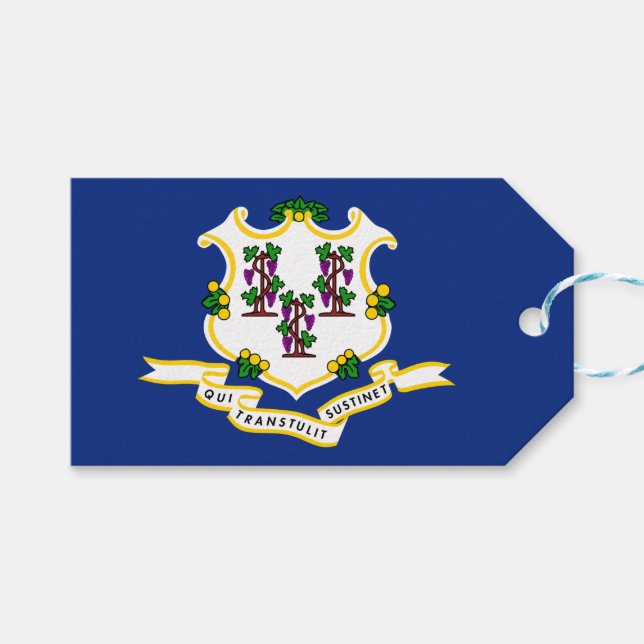 Staatsflagge von Connecticut Geschenkanhänger (Vorderseite (Horizontal))
