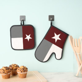 Staatsflagge von Maroon und Grau Texas Ofenhandschuh & Topflappen-Set