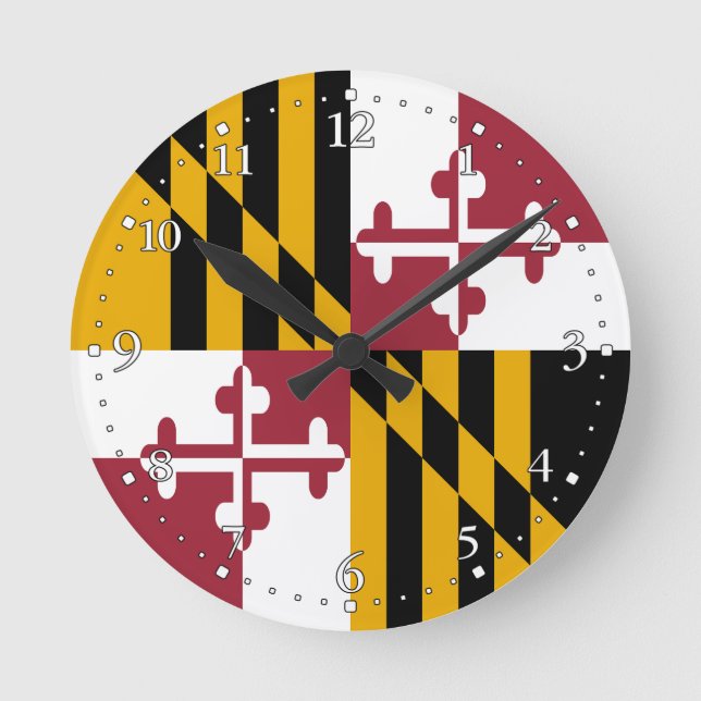 Staatsflagge von Maryland Runde Wanduhr (Vorderseite)