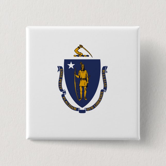 Staatsflagge von Massachusetts Button (Vorderseite)