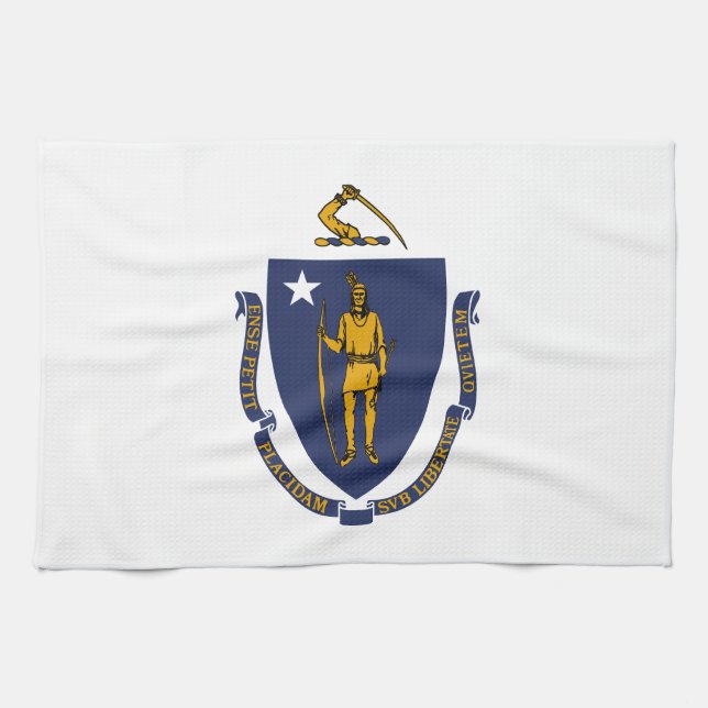 Staatsflagge von Massachusetts Geschirrtuch (Horizontal)