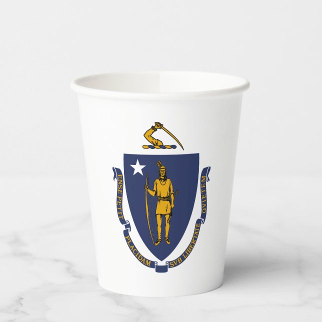 Staatsflagge von Massachusetts Pappbecher (Links)