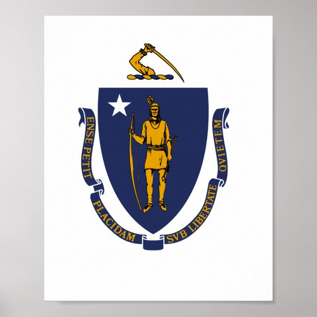 Staatsflagge von Massachusetts Poster (Vorne)