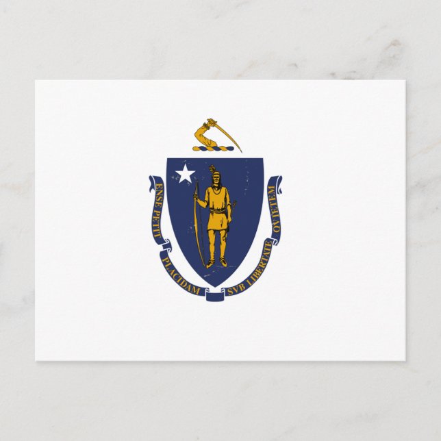 Staatsflagge von Massachusetts Postkarte (Vorderseite)