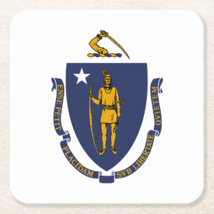 Staatsflagge von Massachusetts Rechteckiger Pappuntersetzer