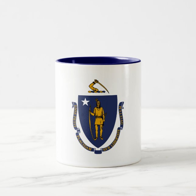Staatsflagge von Massachusetts Zweifarbige Tasse (Mittel)