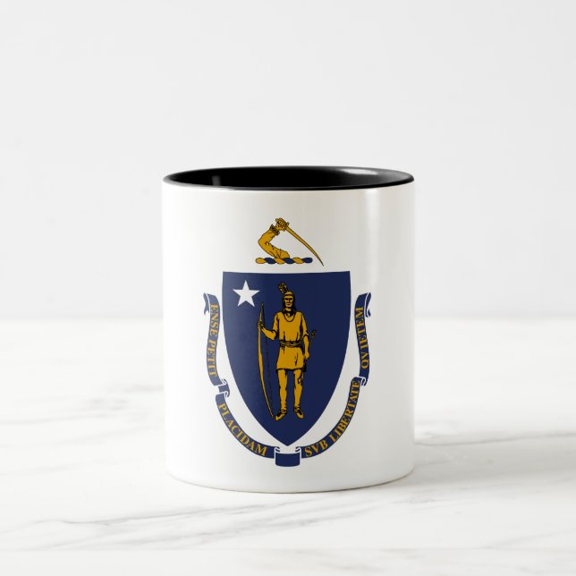 Staatsflagge von Massachusetts Zweifarbige Tasse (Mittel)