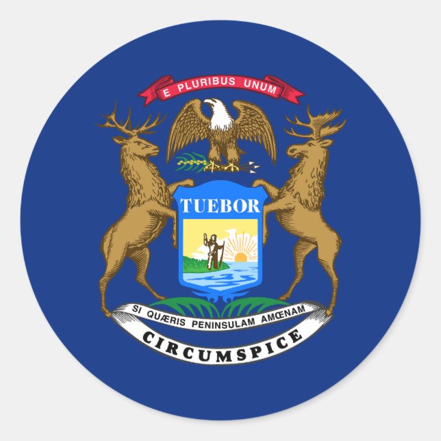 Staatsflagge von Michigan Runder Aufkleber (Vorderseite)