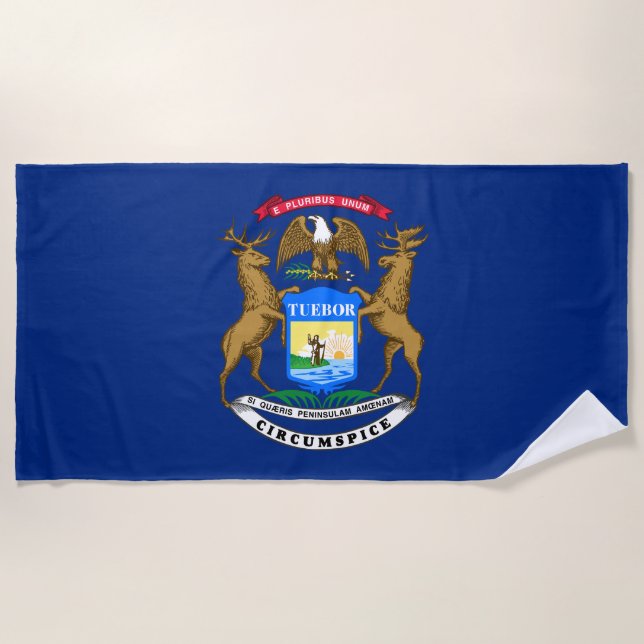 Staatsflagge von Michigan Strandtuch (Vorderseite)