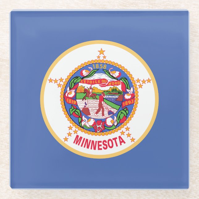 Staatsflagge von Minnesota Glasuntersetzer (Vorderseite)
