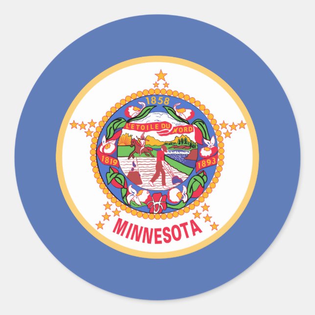Staatsflagge von Minnesota Runder Aufkleber (Vorderseite)