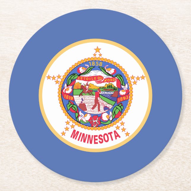 Staatsflagge von Minnesota Runder Pappuntersetzer (Vorderseite)