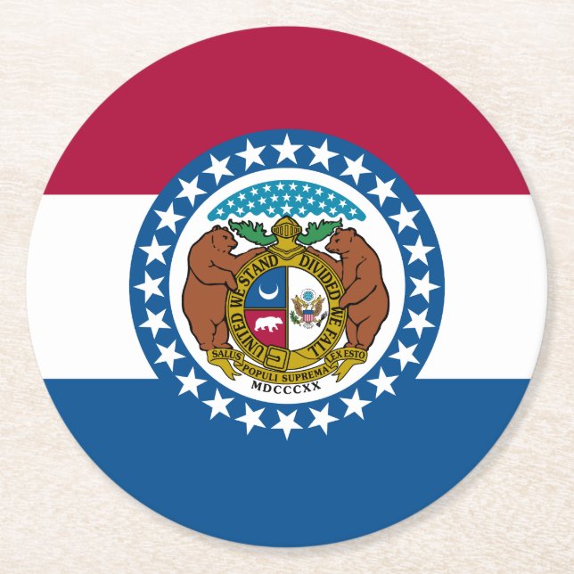 Staatsflagge von Missouri Runder Pappuntersetzer (Vorderseite)