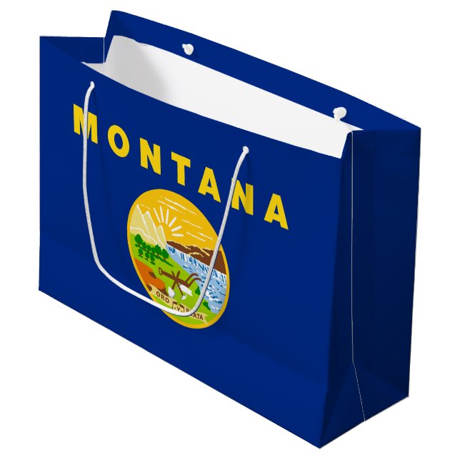 Staatsflagge von Montana Große Geschenktüte (Vorderseite Schrägansicht)